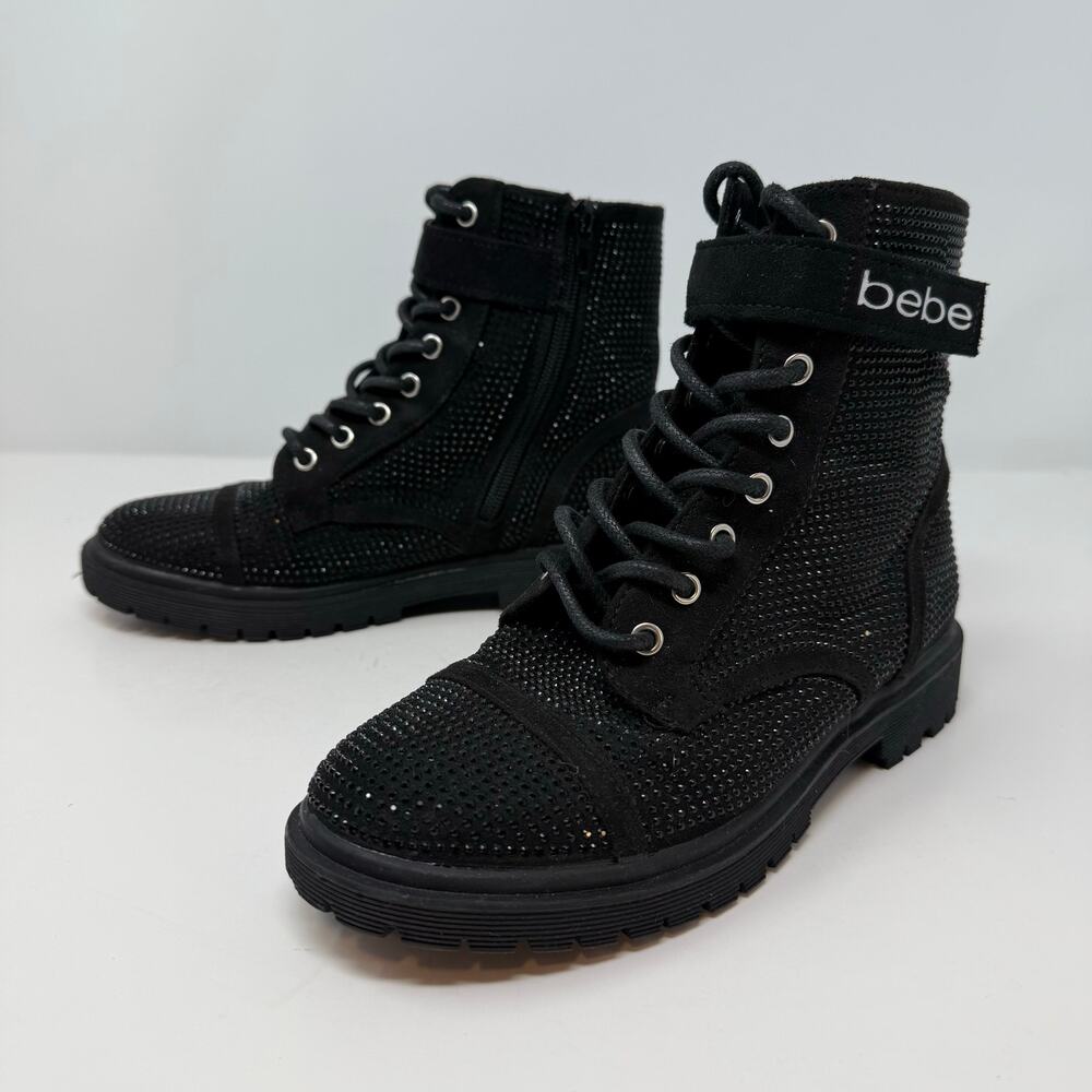 Bebe Combat Boots Women's 6 Side Zip Dayani-J Boot Beaded - Picture 3 of 10